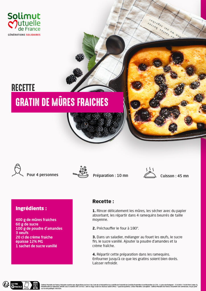 Recette d'un gratin de mûres